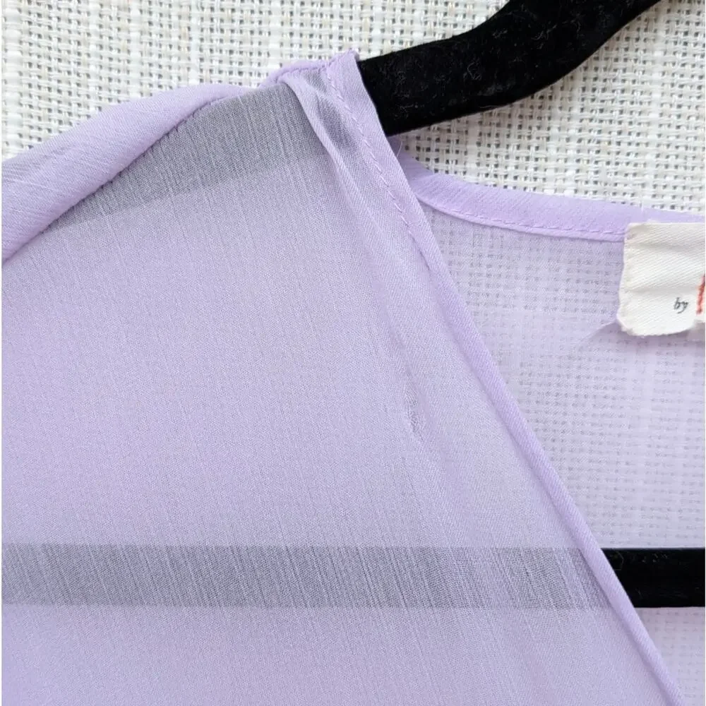 By Anthropologie Tiered Sheer Ombré Duster Womens One Size Purple Relaxed Coat - Picture 5 of 10